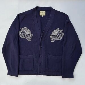 Darc Sport Wolves Caridgan Sweater Size Men’s Small Oversized Gym Wear Navy Blue